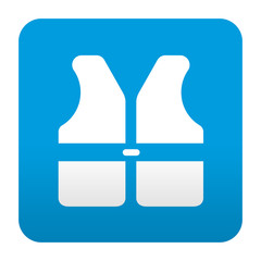 Etiqueta tipo app azul simbolo chaleco reflectante
