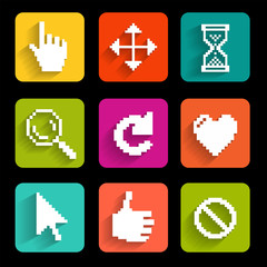 Pixel cursors icons. Design for your business.