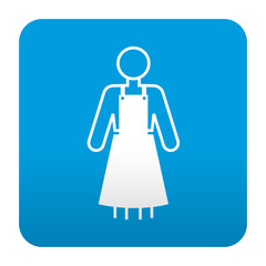Etiqueta tipo app azul simbolo delantal