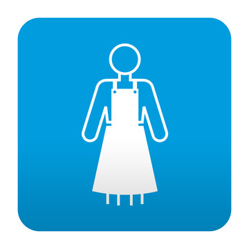 Etiqueta tipo app azul simbolo delantal