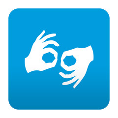 Etiqueta tipo app azul simbolo lenguaje de signos