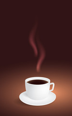 Cup of coffee on brown background