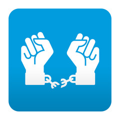 Etiqueta tipo app azul simbolo libertad