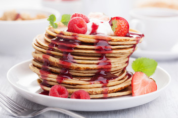 pancakes with berry and jam