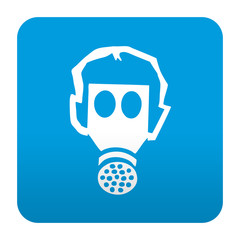 Etiqueta tipo app azul simbolo mascara antigas