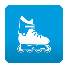 Etiqueta tipo app azul simbolo patin