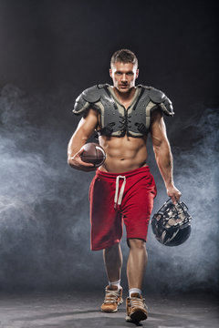 American football player posing