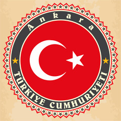 Vintage label cards of  Turkey flag