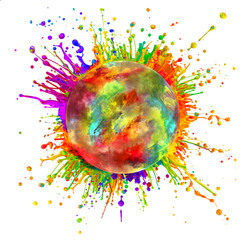 Colored paint splashes in round shape © Jag_cz