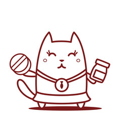 Character winner with a medal line art