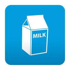 Etiqueta tipo app azul simbolo  de leche