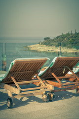 Hotel Poolside Chairs with Sea view.