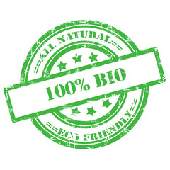 100 Percent Bio. Rubber Stamp, Grunge, Circle