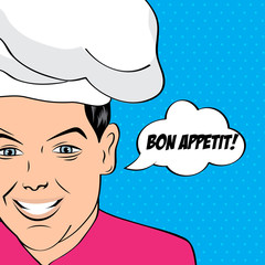 pop art man in cooker uniform