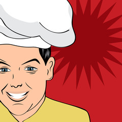 pop art man in cooker uniform