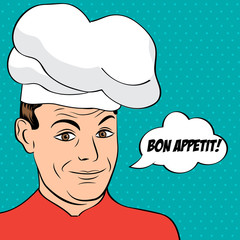 pop art man in cooker uniform