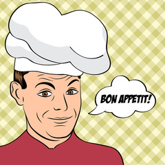 pop art man in cooker uniform