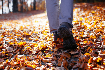 Young woman hiking during autumn
