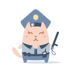 Character police in officer's cap and in the form of police with