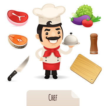 Male Chef Icons Set