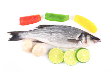 Fresh seabass fish with lemon.