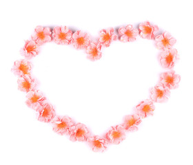 Pink flowers in form of heart.