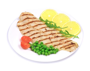 Pangasius fillet on plate.