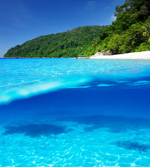 Beach with white sand bottom underwater view
