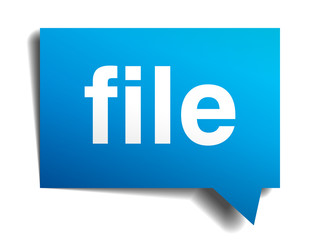 File blue 3d realistic paper speech bubble isolated on white
