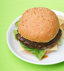 burger, hamburger on the background.