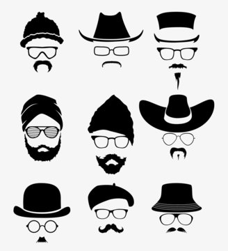 hats with sunglasses and mustache