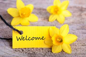 Yellow Label with Welcome