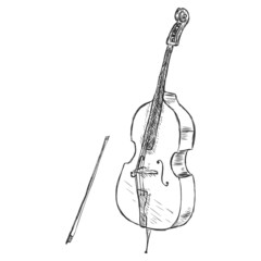 Vector Sketch ?ontrabass with Fiddle-bow