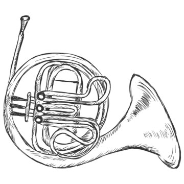 Vector Sketch French Horn