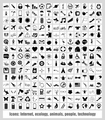Obraz premium Icons - Internet, ecology, animals, people, technology