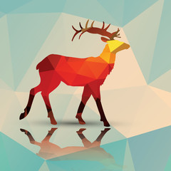 Geometric polygonal deer, pattern design, vector