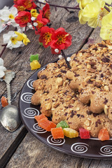 Obraz na płótnie Canvas cookies with nuts and candied fruits