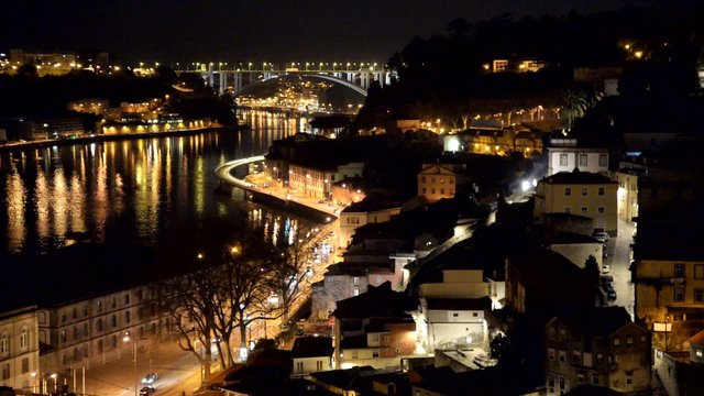 The Douro river passing through the city of Porto, Portugal