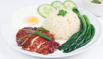chicken rice on the background