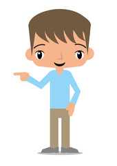 Friendly guy pointing on something