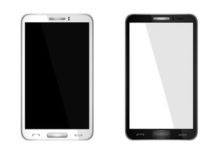 Realistic mobile phone with blank screen