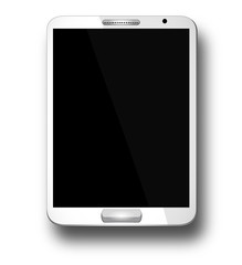 White tablet with blank, shiny screen