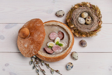 Traditional Polish easter meal on table