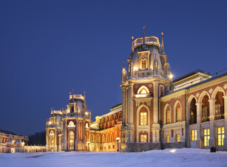 Большой дворец в Царицыно вечером. Москва. Россия