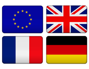 European Union, United Kingdom, France and Germany flag banner