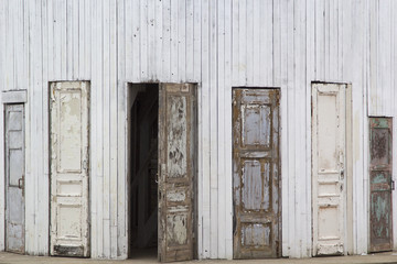 Several old wooden doors