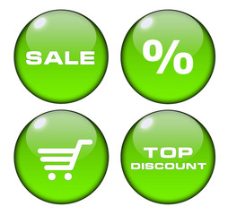 Glossy green marketing buttons
