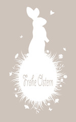 osterhase,osterei,blumenwiese,silhouette,weiss,braun,vorlage,ei