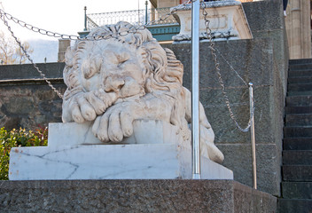 Sculpture of sleeping lion in Vorontsov Palace in the Alupka