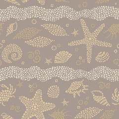 Seamless pattern with sea elements.